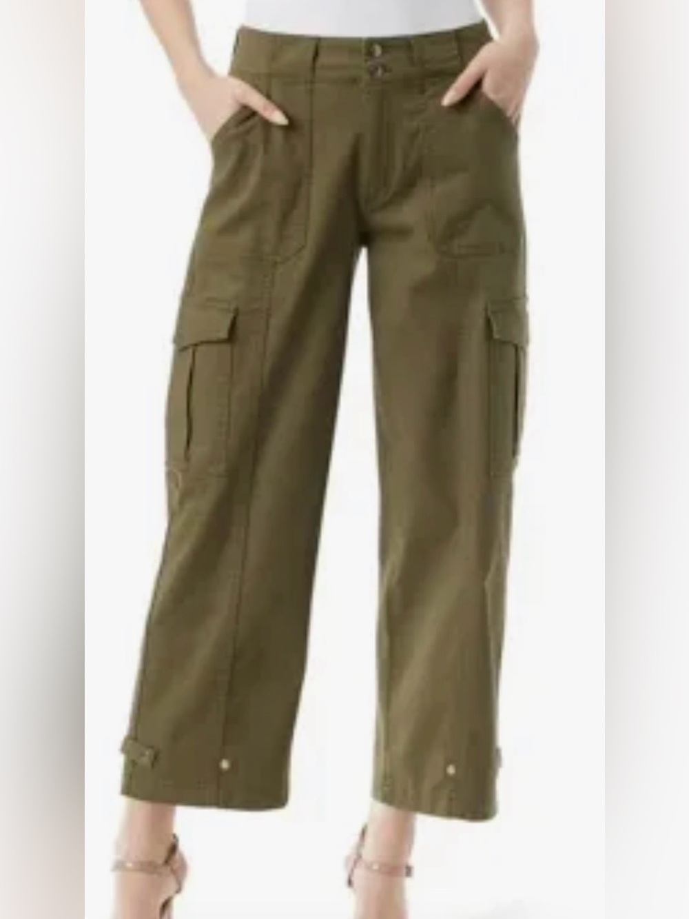 Jessica Simpson Olive Cropped High-Waist Pants